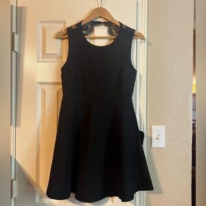 Sleeveless Black Skater Dress with Lace Back Detail
